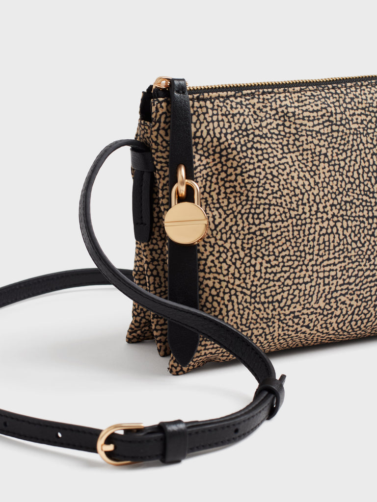 Shoulder bag in Op fabric and leather - POCHE SMALL CROSSOVERS - Borbonese