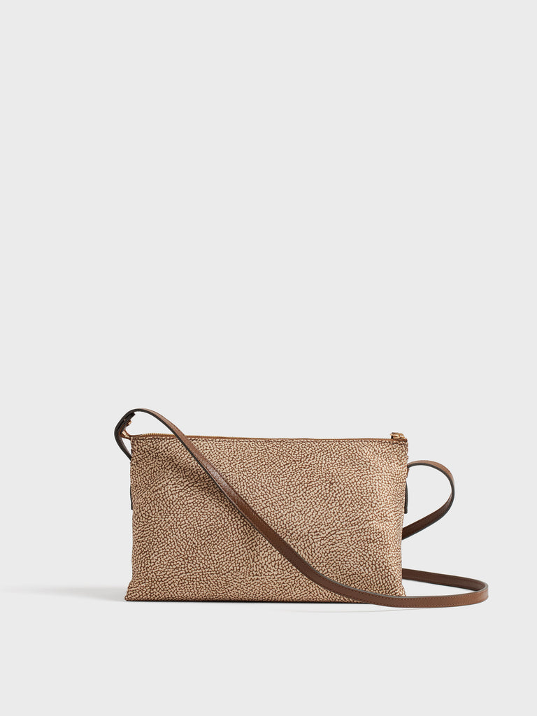 Borsa a tracolla in tessuto stamoa Op e Pelle - POCHE CROSSOVER MEDIUM - Borbonese
