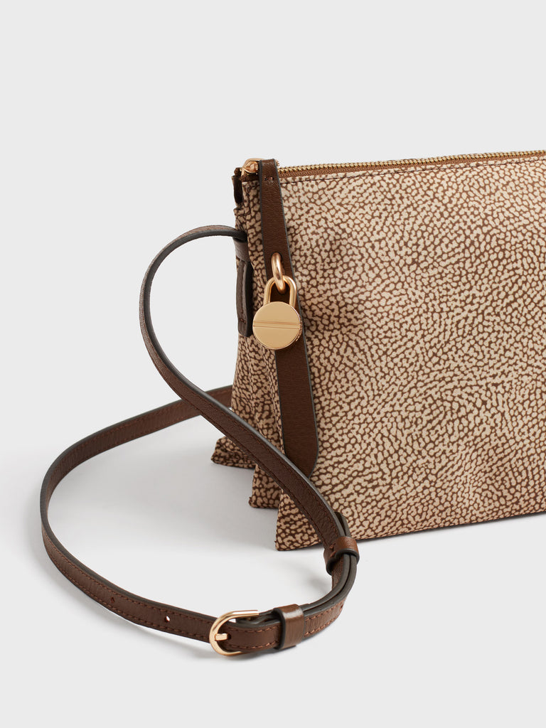 Borsa a tracolla in tessuto stamoa Op e Pelle - POCHE CROSSOVER MEDIUM - Borbonese