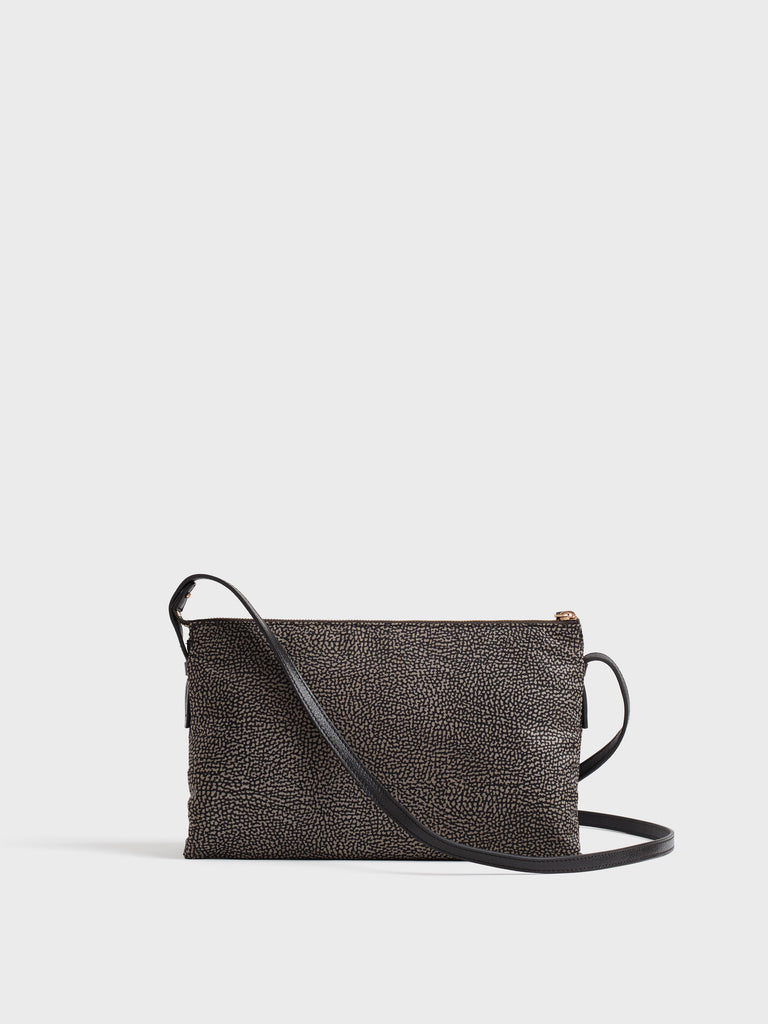 Borsa a tracolla in tessuto stamoa Op e Pelle - POCHE CROSSOVER MEDIUM - Borbonese