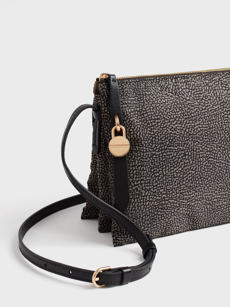 Borsa a tracolla in tessuto stamoa Op e Pelle - POCHE CROSSOVER MEDIUM - Borbonese