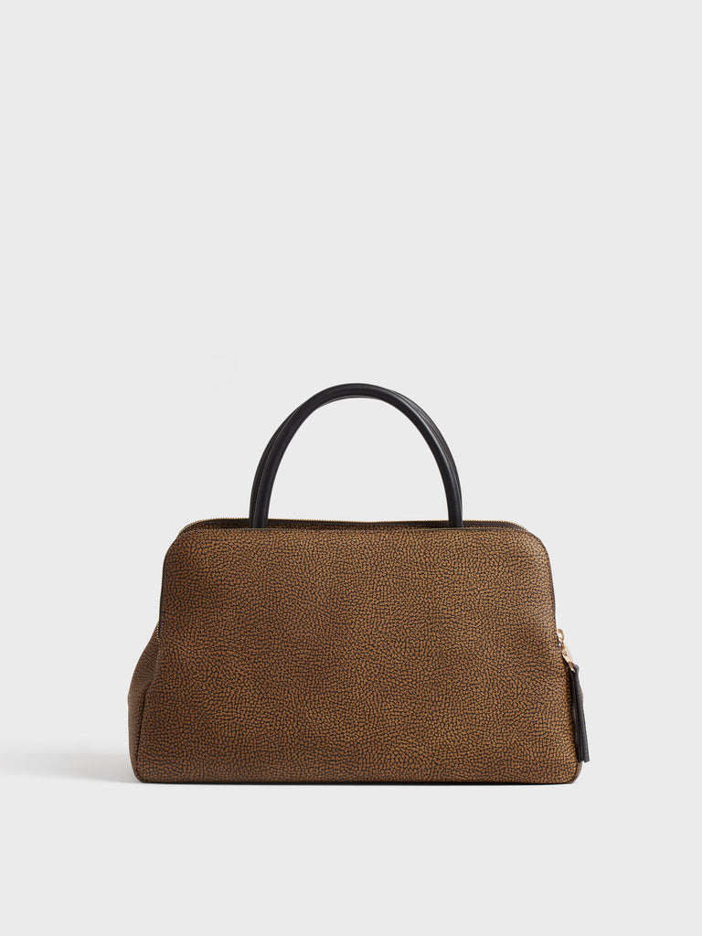 Handbag in Op and Leather Covered Canvas - URBAN TOP CASE MEDIUM - Borbonese