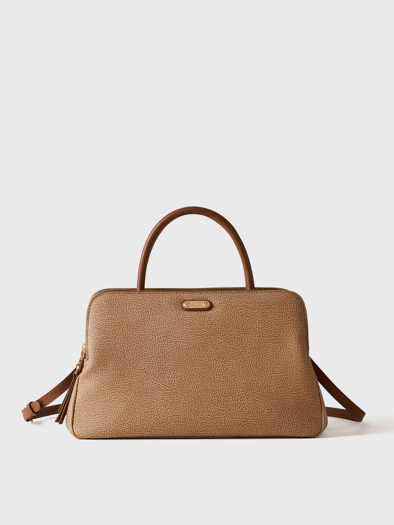 Handbag in Op and Leather Covered Canvas - URBAN TOP CASE MEDIUM - Borbonese