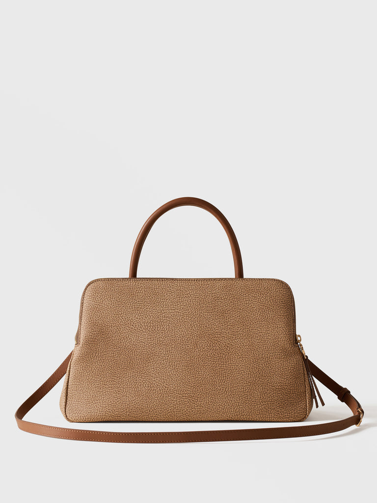 Handbag in Op and Leather Covered Canvas - URBAN TOP CASE MEDIUM - Borbonese