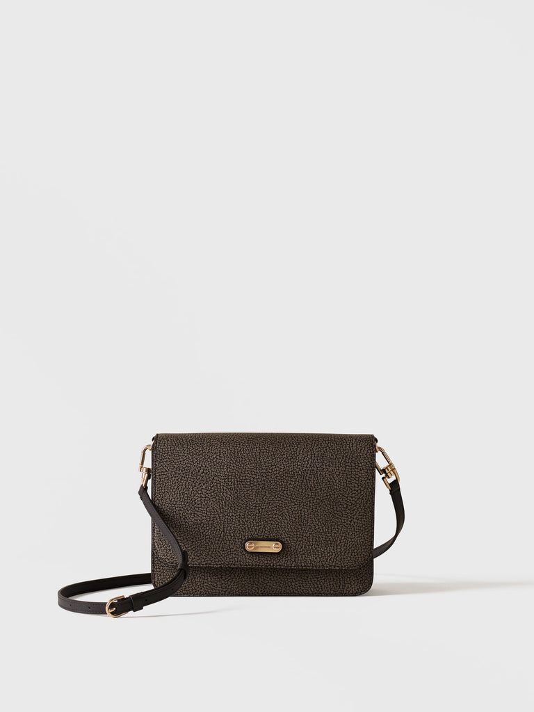 Shoulder bag in Op coated canvas and leather - URBAN SHOULDER BAG SMALL - Borbonese