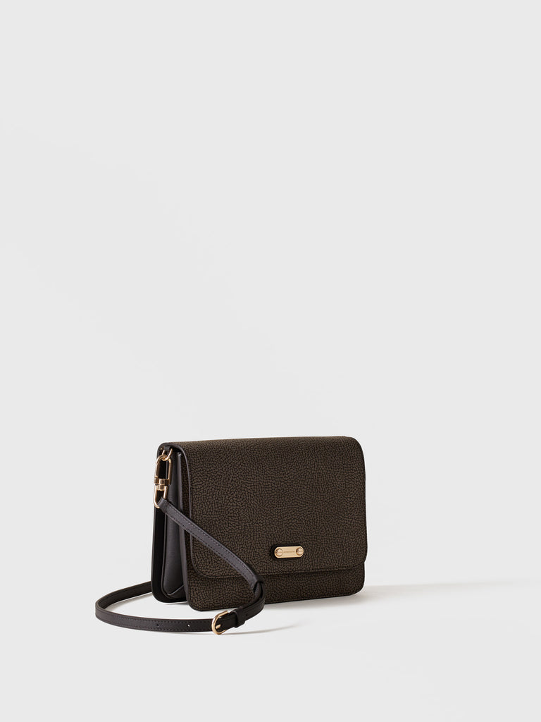 Shoulder bag in Op coated canvas and leather - URBAN SHOULDER BAG SMALL - Borbonese