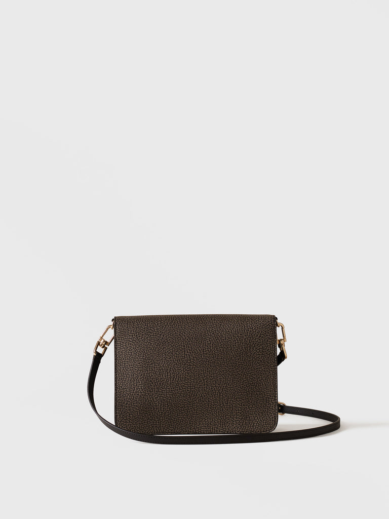 Shoulder bag in Op coated canvas and leather - URBAN SHOULDER BAG SMALL - Borbonese