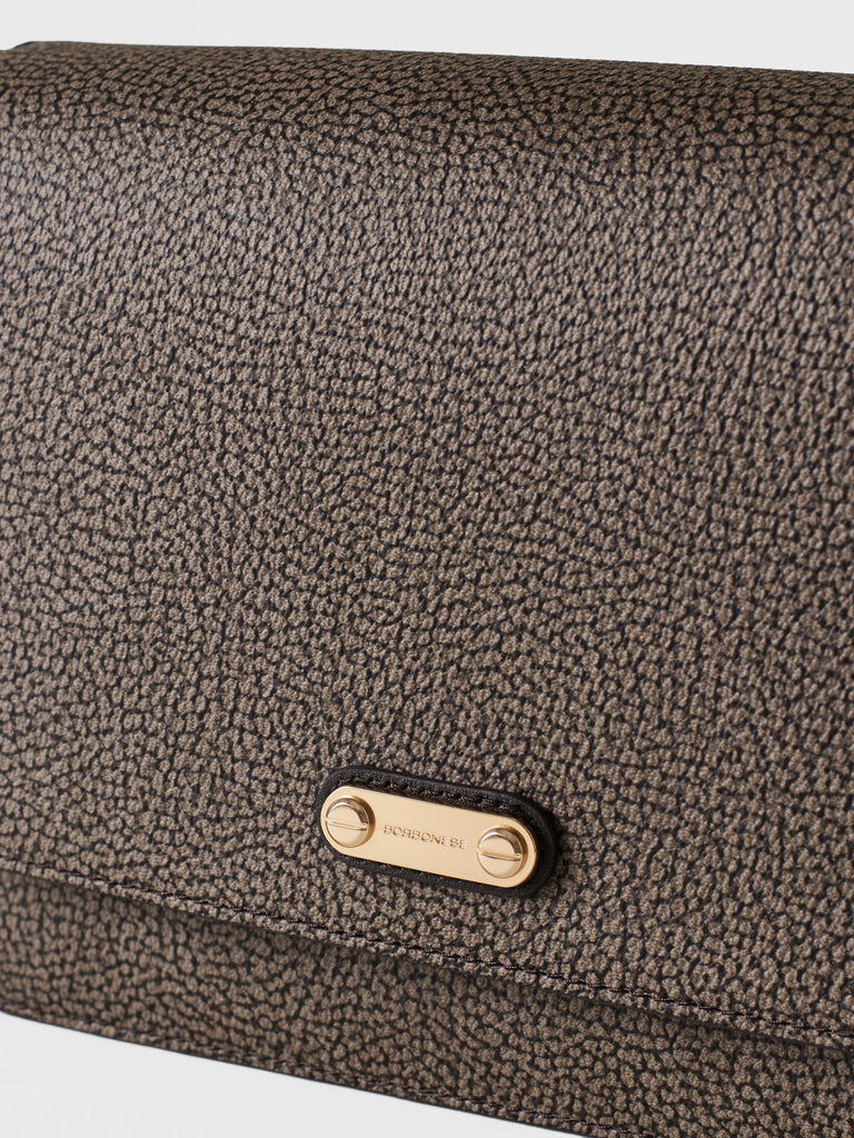 Shoulder bag in Op coated canvas and leather - URBAN SHOULDER BAG SMALL - Borbonese