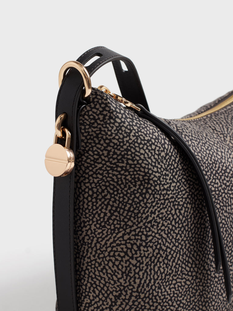 Borsa a tracolla in tessuto Op e animalier - PRIVE TRACOLLA SMALL - Borbonese