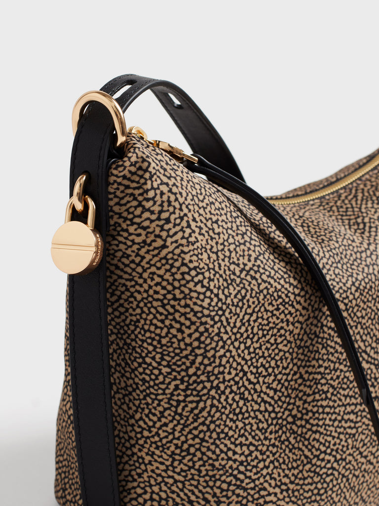 Borsa a tracolla in tessuto Op e animalier - PRIVE TRACOLLA SMALL - Borbonese