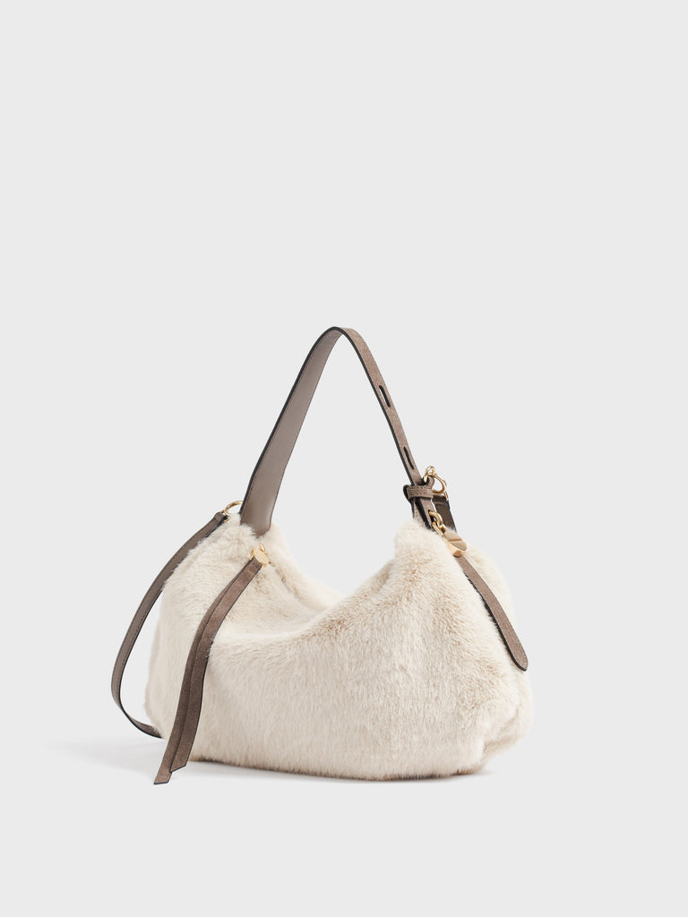 Borsa a mano in Faux fur - PRIVE BORSA HOBO SMALL - Borbonese