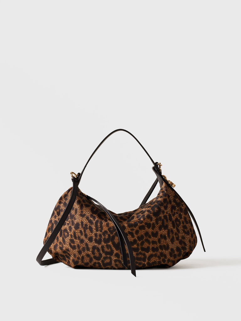 Borsa a mano in tessuto stampa Op e animalier - PRIVE BORSA HOBO SMALL - Borbonese