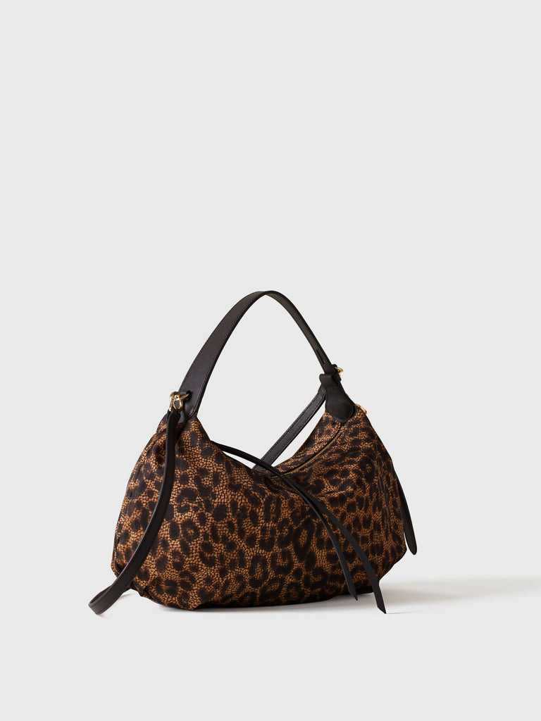 Borsa a mano in tessuto stampa Op e animalier - PRIVE BORSA HOBO SMALL - Borbonese
