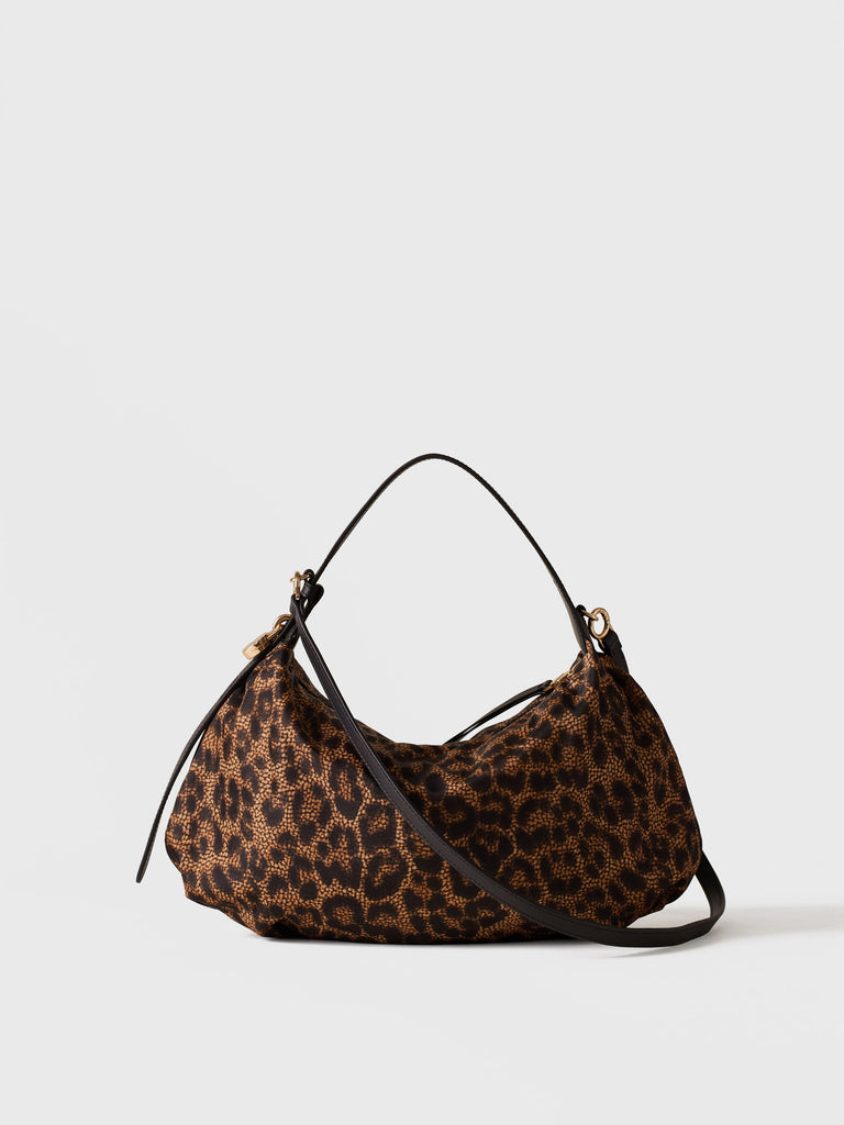 Borsa a mano in tessuto stampa Op e animalier - PRIVE BORSA HOBO SMALL - Borbonese