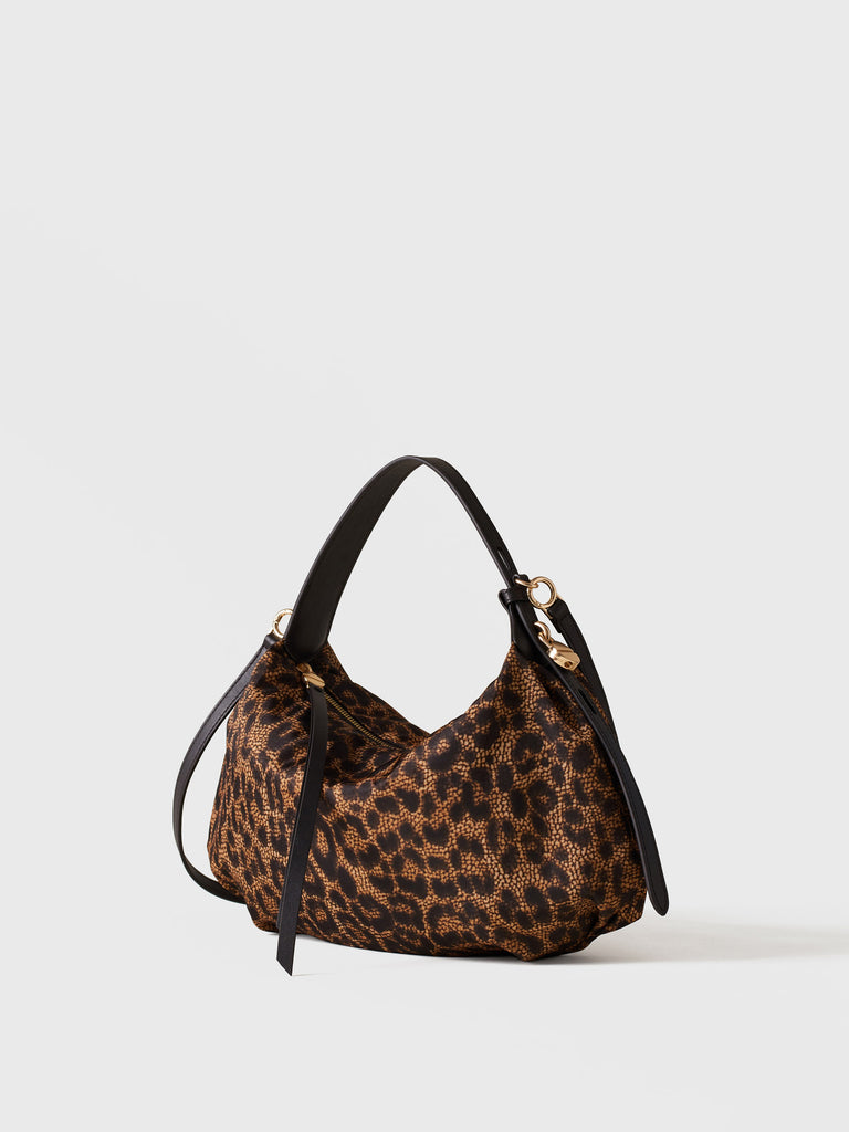 Borsa a mano in tessuto stampa Op e animalier - PRIVE BORSA HOBO SMALL - Borbonese