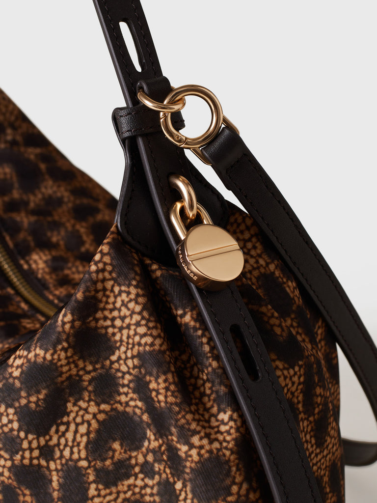 Borsa a mano in tessuto stampa Op e animalier - PRIVE BORSA HOBO SMALL - Borbonese