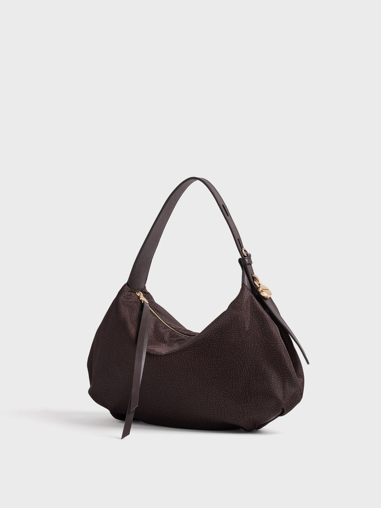 Borsa a mano in tessuto Op e Pelle - PRIVE BORSA HOBO SMALL - Borbonese