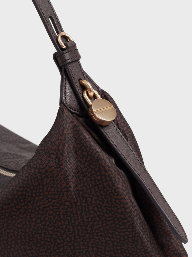 Borsa a mano in tessuto Op e Pelle - PRIVE BORSA HOBO SMALL - Borbonese