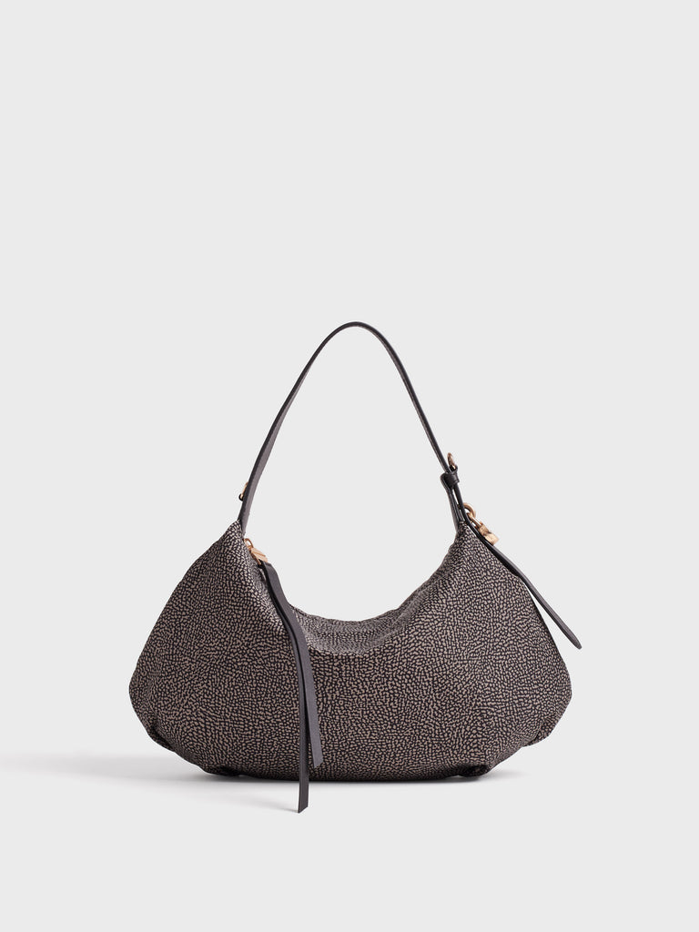 Borsa a mano in tessuto Op e Pelle - PRIVE BORSA HOBO SMALL - Borbonese