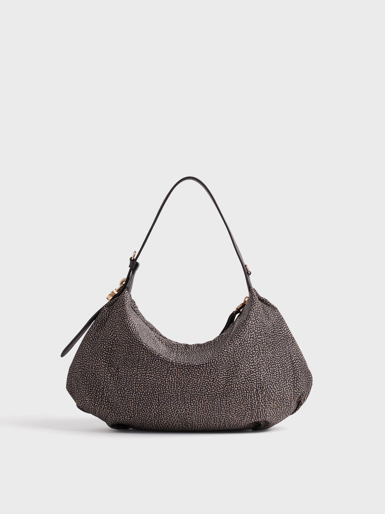 Borsa a mano in tessuto Op e Pelle - PRIVE BORSA HOBO SMALL - Borbonese