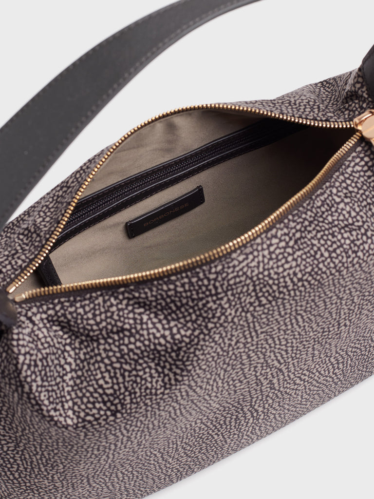 Borsa a mano in tessuto Op e Pelle - PRIVE BORSA HOBO SMALL - Borbonese
