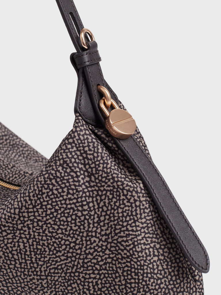 Borsa a mano in tessuto Op e Pelle - PRIVE BORSA HOBO SMALL - Borbonese