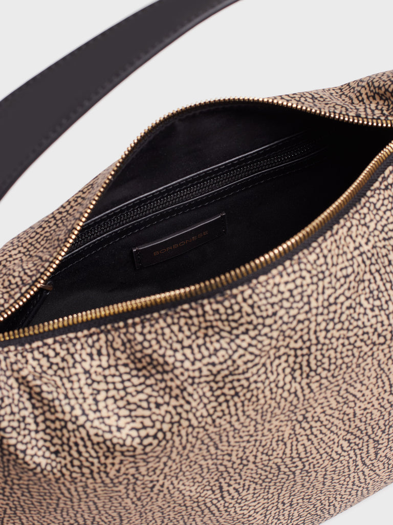 Handbag in recycled Op fabric and leather - PRIVE HOBO SMALL BAG - Borbonese
