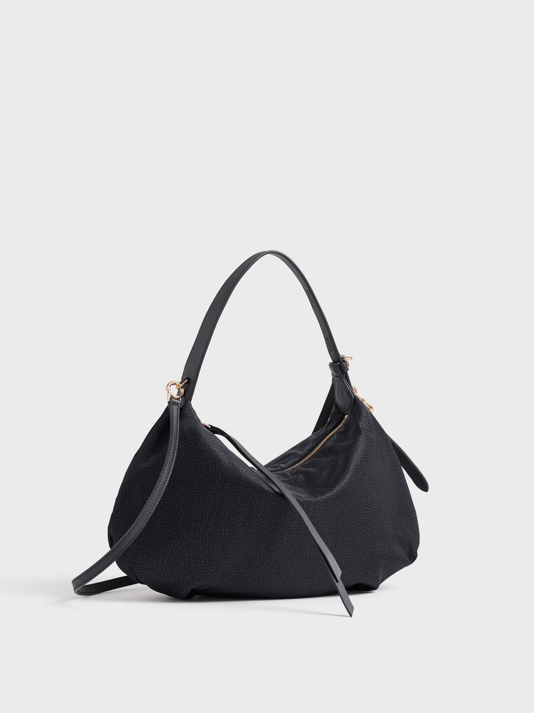 Borsa a mano in tessuto Op e Pelle - PRIVE BORSA HOBO SMALL - Borbonese