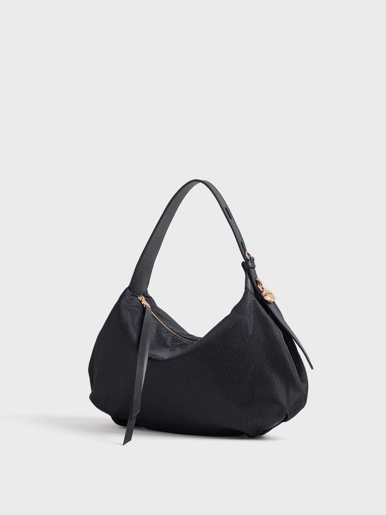 Borsa a mano in tessuto Op e Pelle - PRIVE BORSA HOBO SMALL - Borbonese
