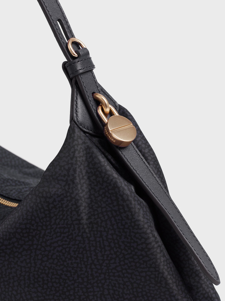 Borsa a mano in tessuto Op e Pelle - PRIVE BORSA HOBO SMALL - Borbonese