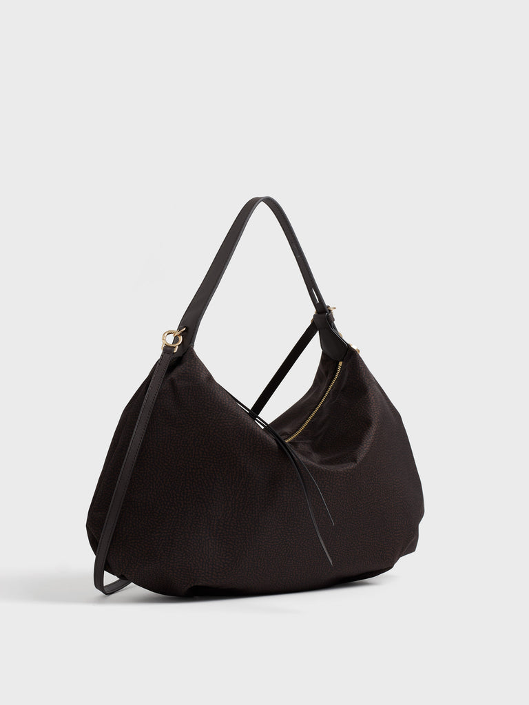 Borsa a spalla in tessuto Op e pelle - PRIVE BORSA HOBO MEDIUM - Borbonese