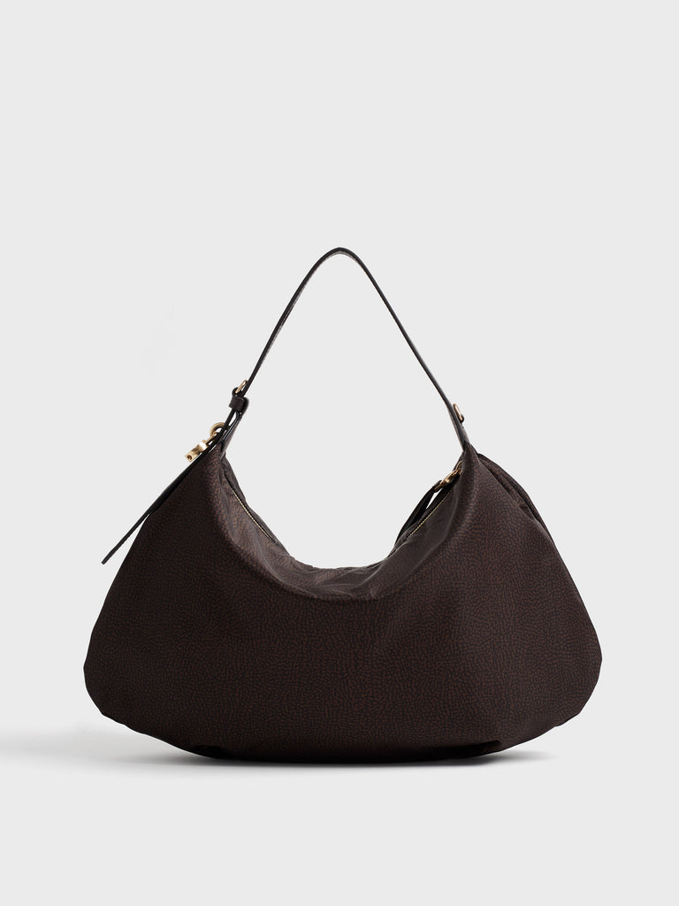 Borsa a spalla in tessuto Op e pelle - PRIVE BORSA HOBO MEDIUM - Borbonese