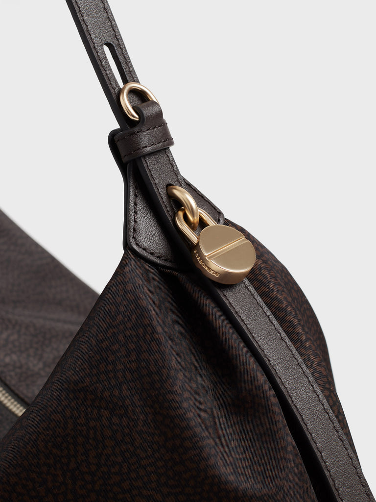 Borsa a spalla in tessuto Op e pelle - PRIVE BORSA HOBO MEDIUM - Borbonese