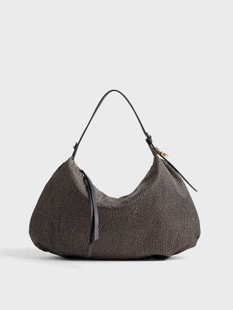 Borsa a spalla in tessuto Op e pelle - PRIVE BORSA HOBO MEDIUM - Borbonese