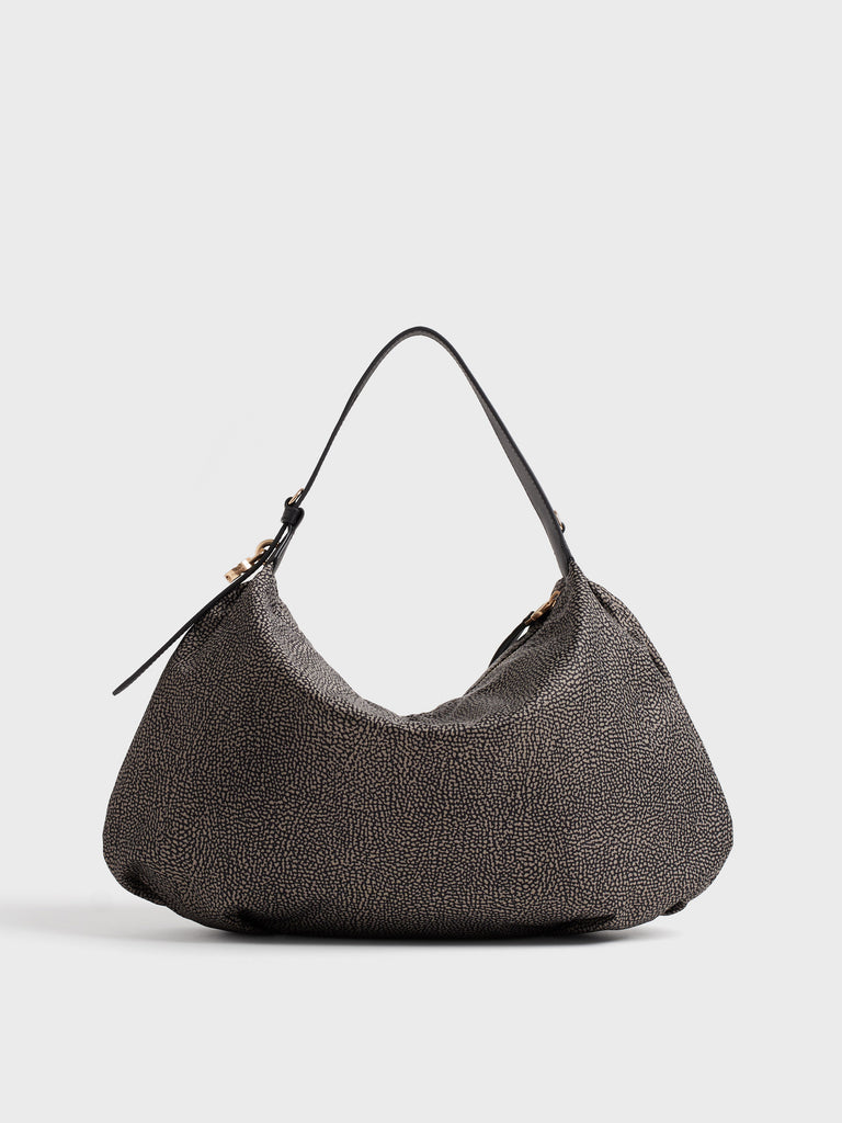 Borsa a spalla in tessuto Op e pelle - PRIVE BORSA HOBO MEDIUM - Borbonese