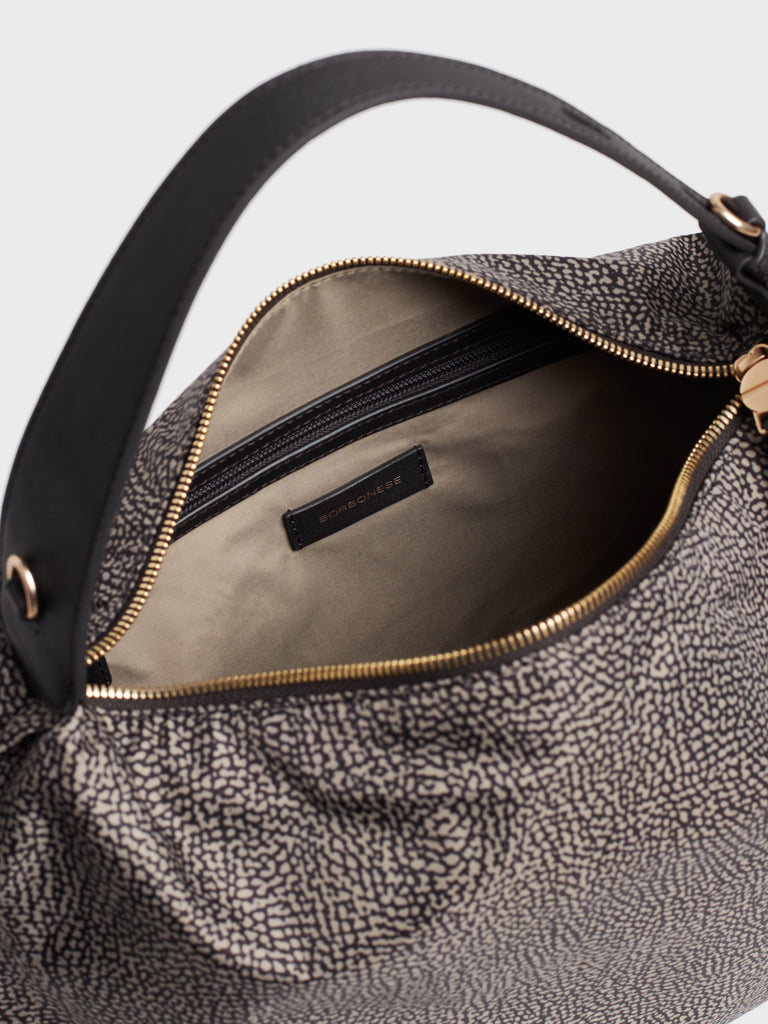Borsa a spalla in tessuto Op e pelle - PRIVE BORSA HOBO MEDIUM - Borbonese