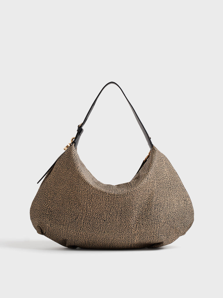 Borsa a spalla in tessuto Op e pelle - PRIVE BORSA HOBO MEDIUM - Borbonese