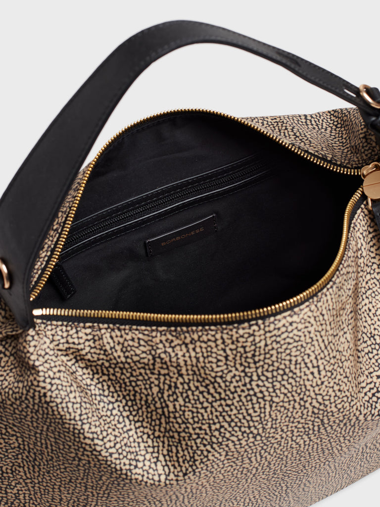 Borsa a spalla in tessuto Op e pelle - PRIVE BORSA HOBO MEDIUM - Borbonese