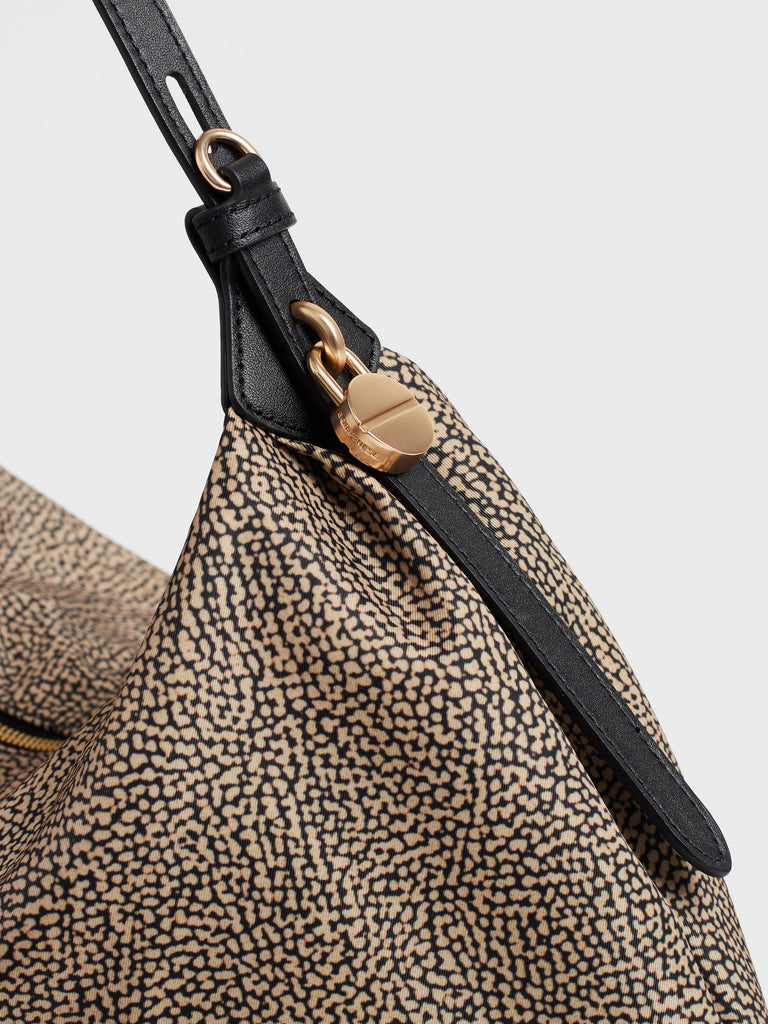 Borsa a spalla in tessuto Op e pelle - PRIVE BORSA HOBO MEDIUM - Borbonese
