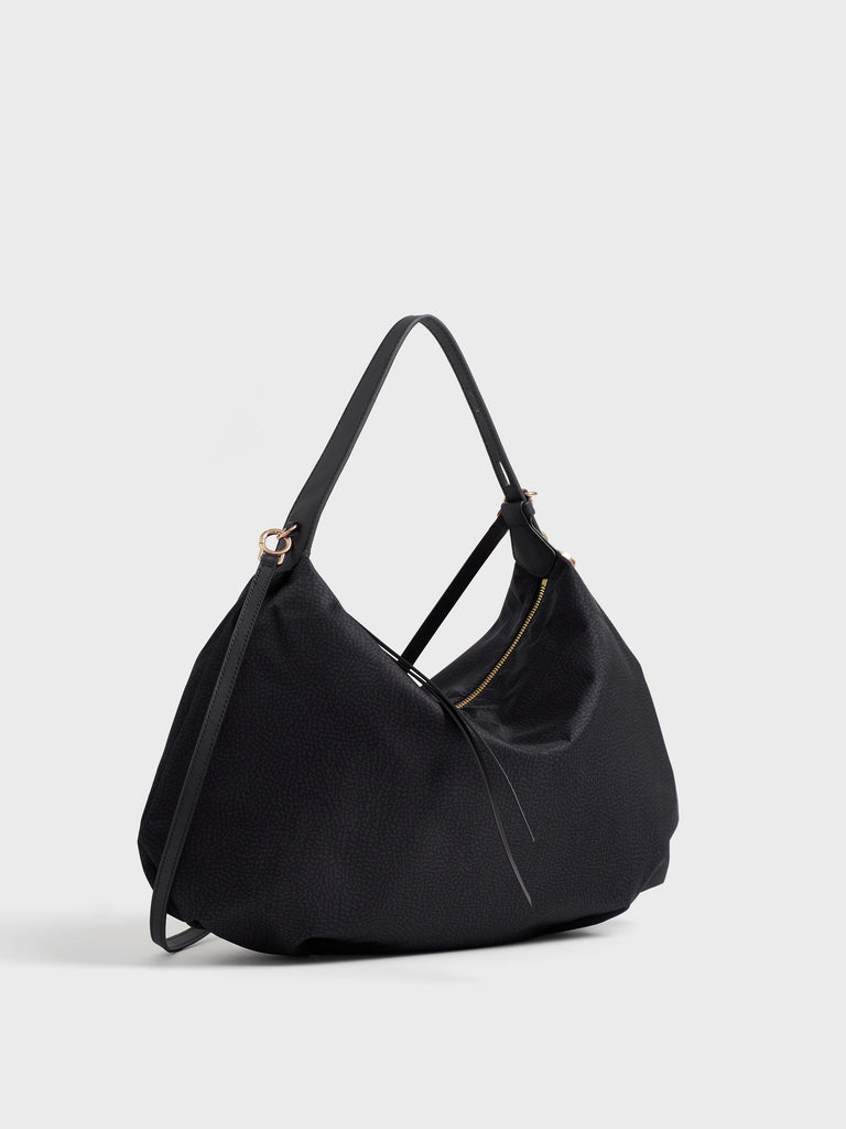 Borsa a spalla in tessuto Op e pelle - PRIVE BORSA HOBO MEDIUM - Borbonese