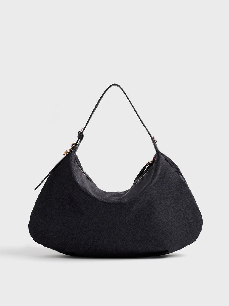 Borsa a spalla in tessuto Op e pelle - PRIVE BORSA HOBO MEDIUM - Borbonese