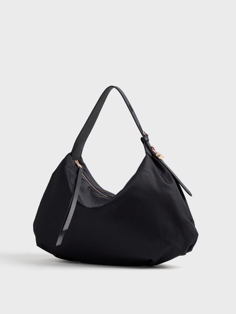Borsa a spalla in tessuto Op e pelle - PRIVE BORSA HOBO MEDIUM - Borbonese