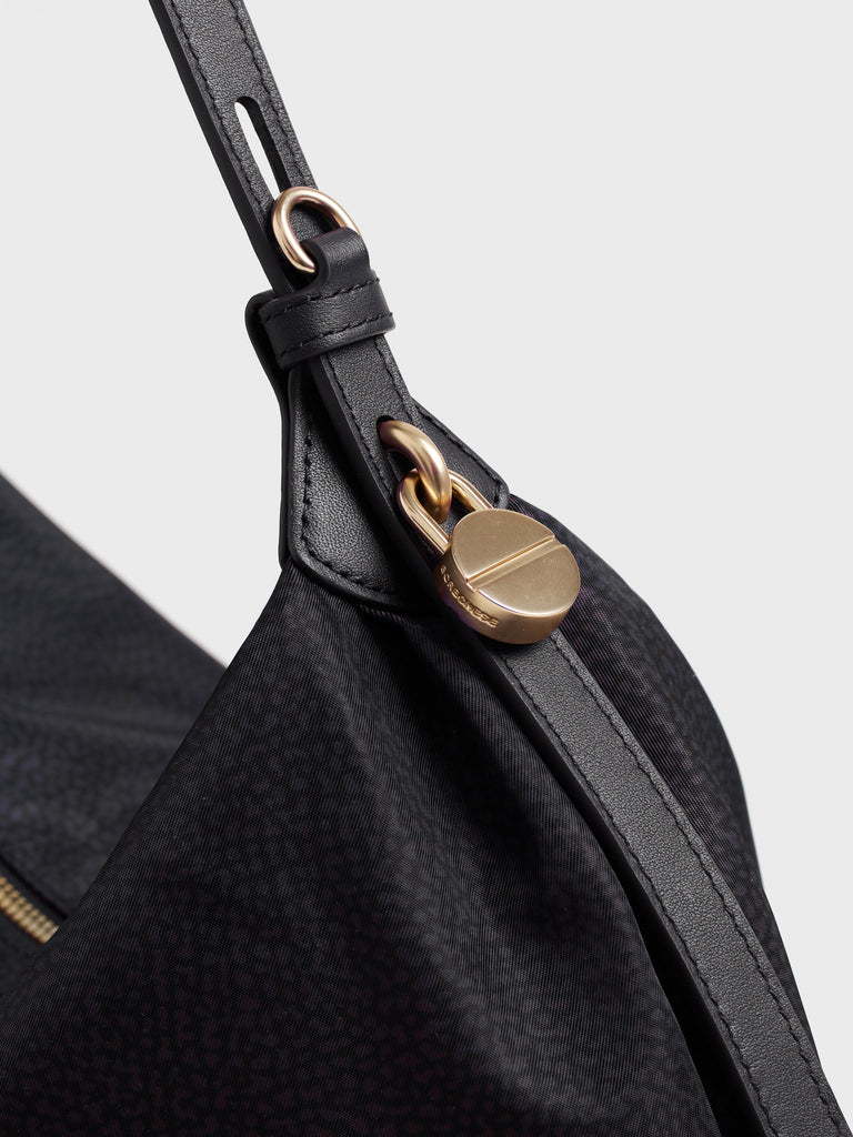 Borsa a spalla in tessuto Op e pelle - PRIVE BORSA HOBO MEDIUM - Borbonese