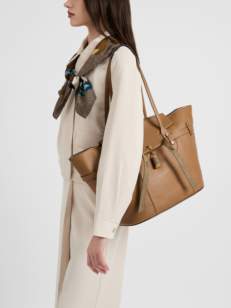 Leather shoulder bag - PREMIERE Shopping Bag Large - Borbonese