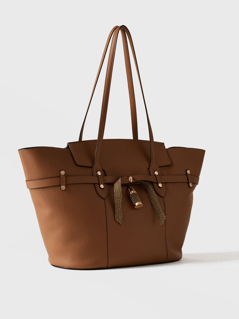 Leather shoulder bag - PREMIERE Shopping Bag Large - Borbonese