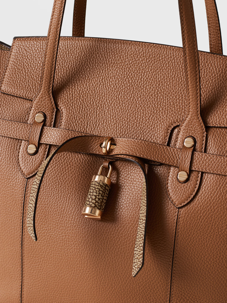 Leather shoulder bag - PREMIERE Shopping Bag Large - Borbonese