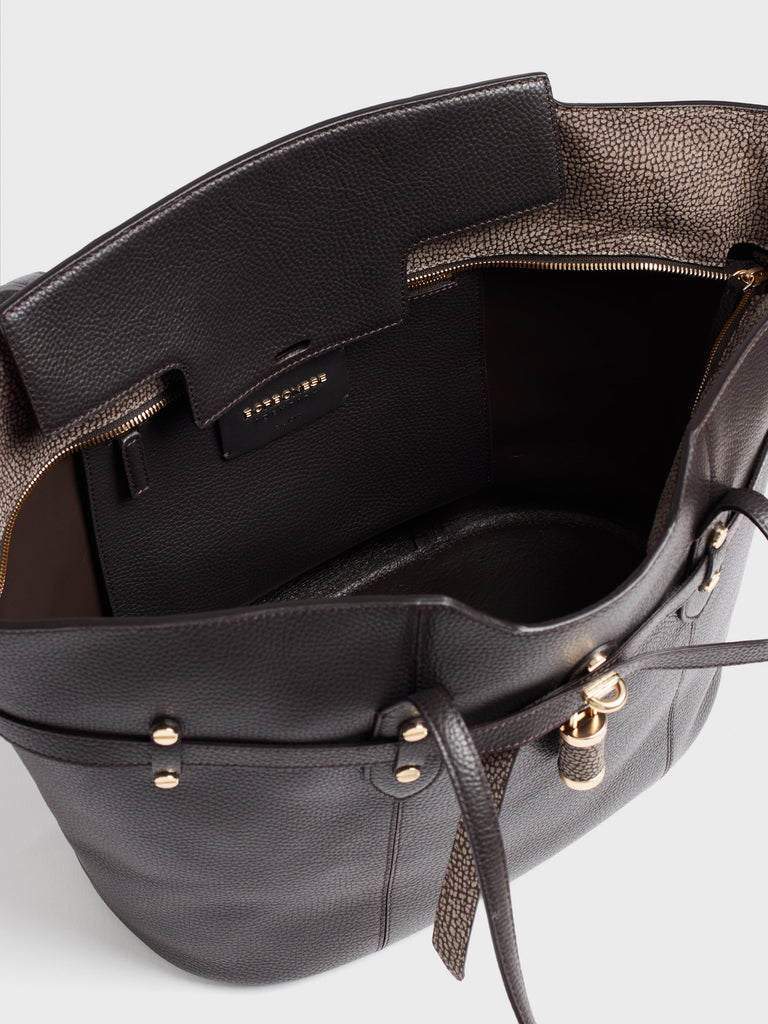 Leather shoulder bag - PREMIERE Shopping Bag Large - Borbonese