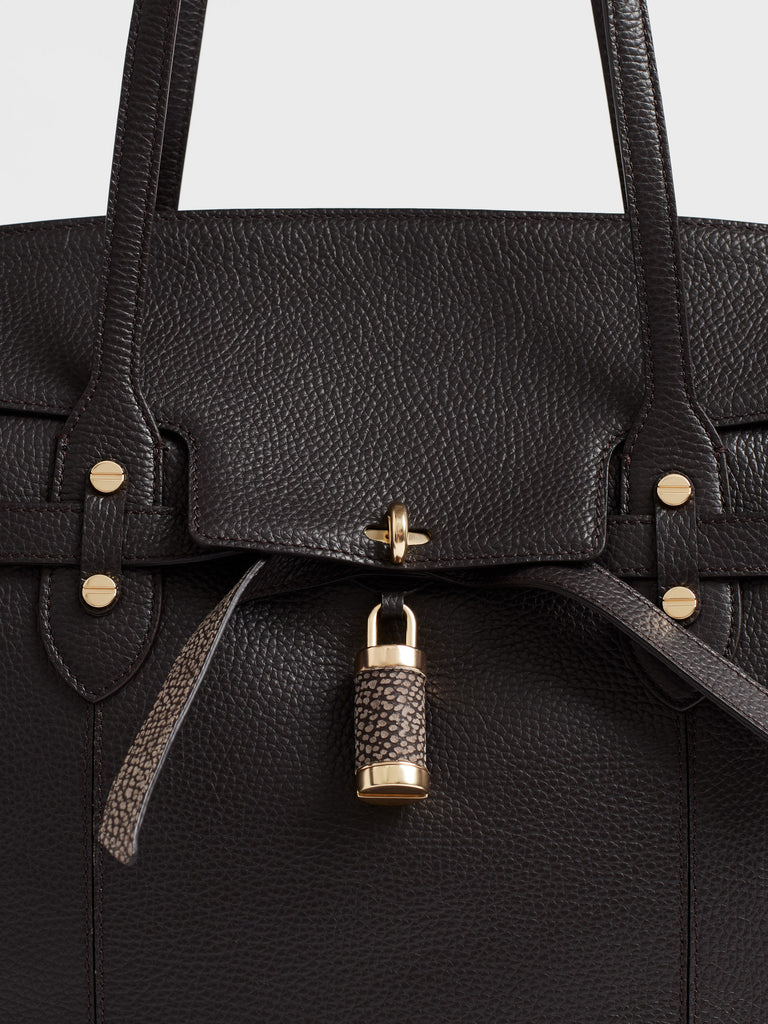 Leather shoulder bag - PREMIERE Shopping Bag Large - Borbonese
