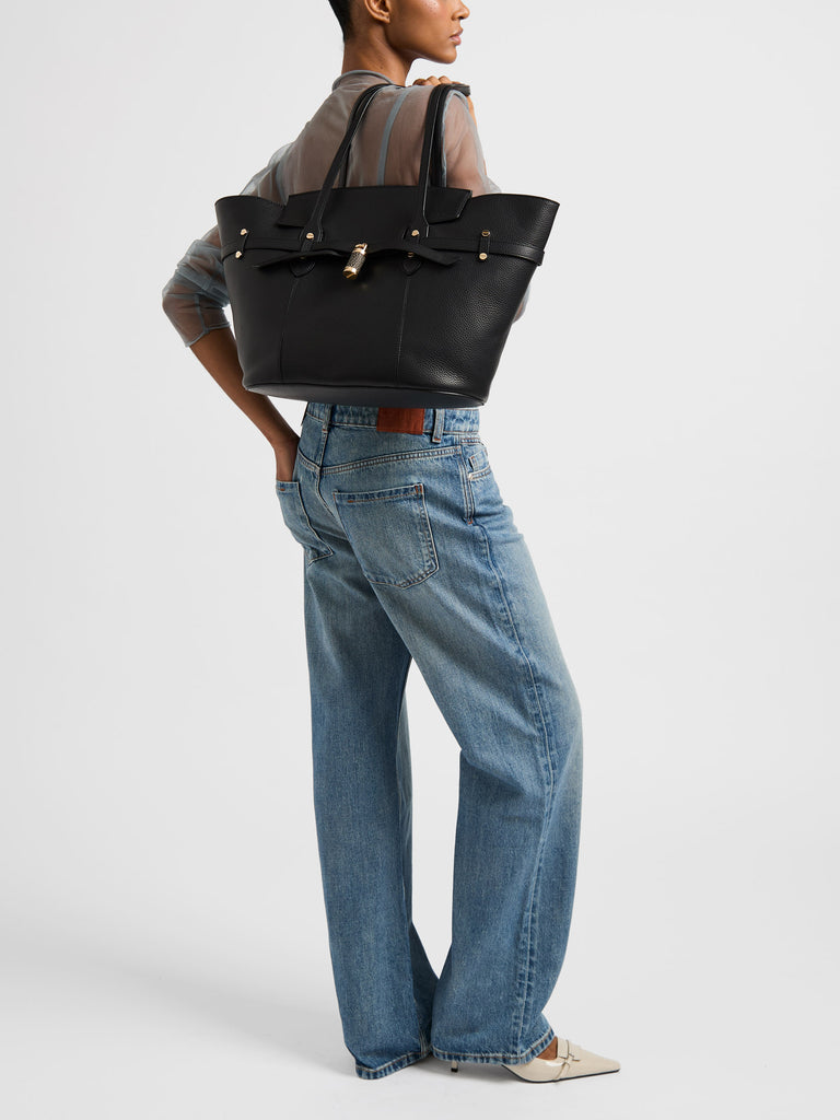Leather shoulder bag - PREMIERE Shopping Bag Large - Borbonese