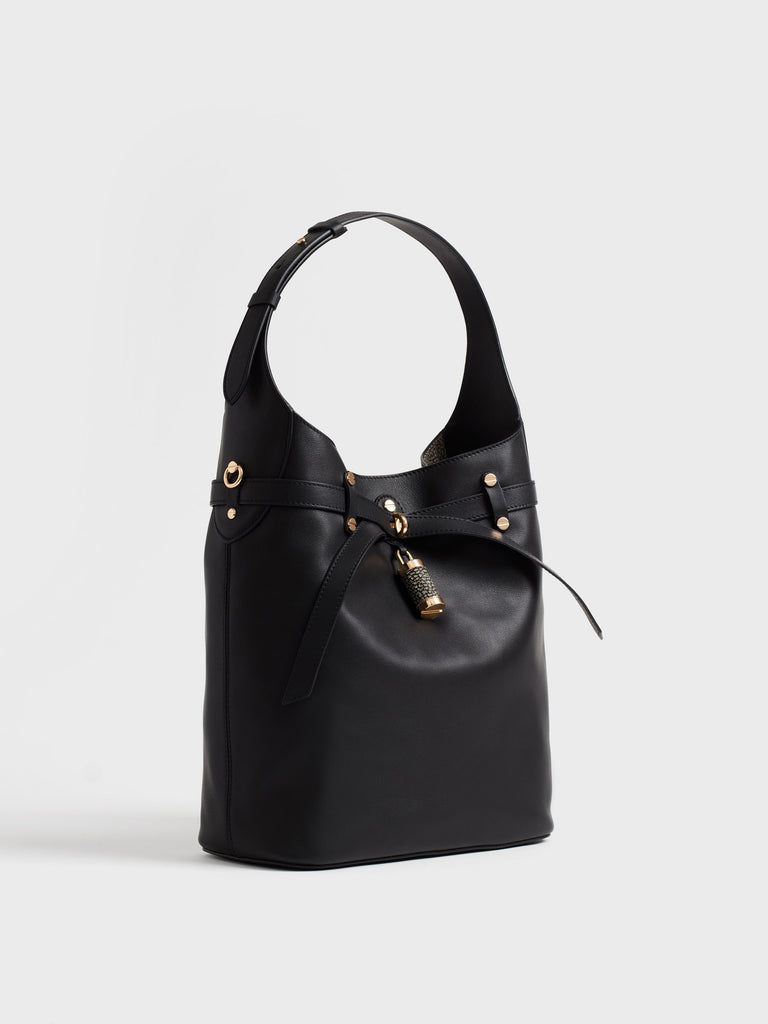 Leather shoulder bag - PREMIERE BUCKET BAG MEDIUM - Borbonese